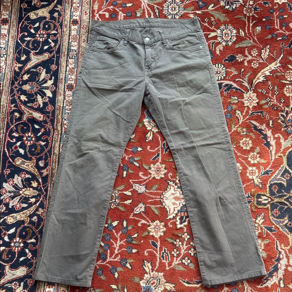 7 For All Mankind Gray Straight-Leg Jeans 32